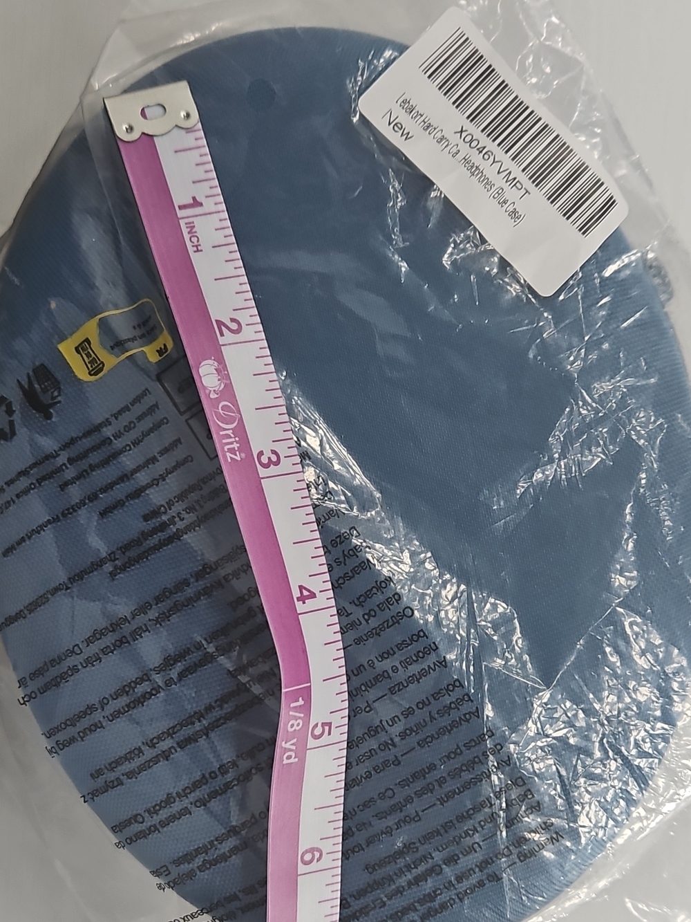 Headphone Case Blue Round Electronics Accessory Pouch